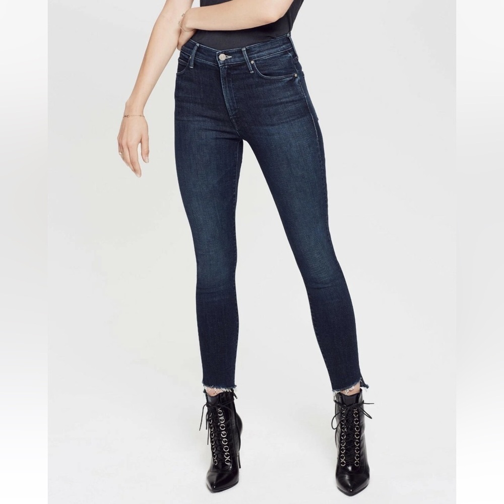 MOTHER The Stunner Ankle Step Fray Jeans Disco Dolls Denim Women’s Size 28